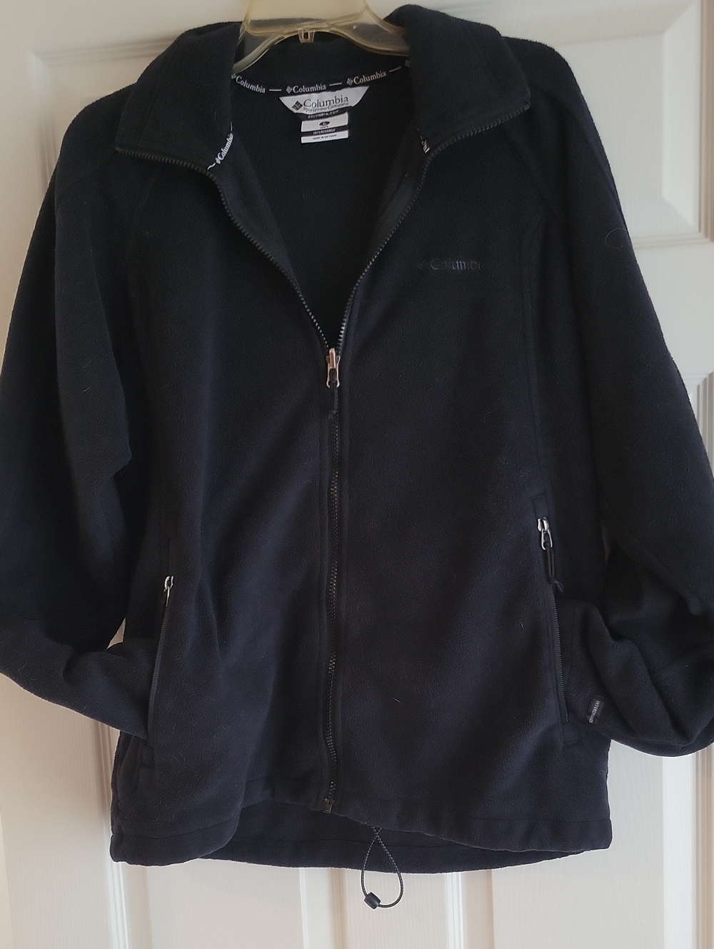 Columbia men's Black Full-Zip Fleece Jacket - Zip Pockets Lined Sz L